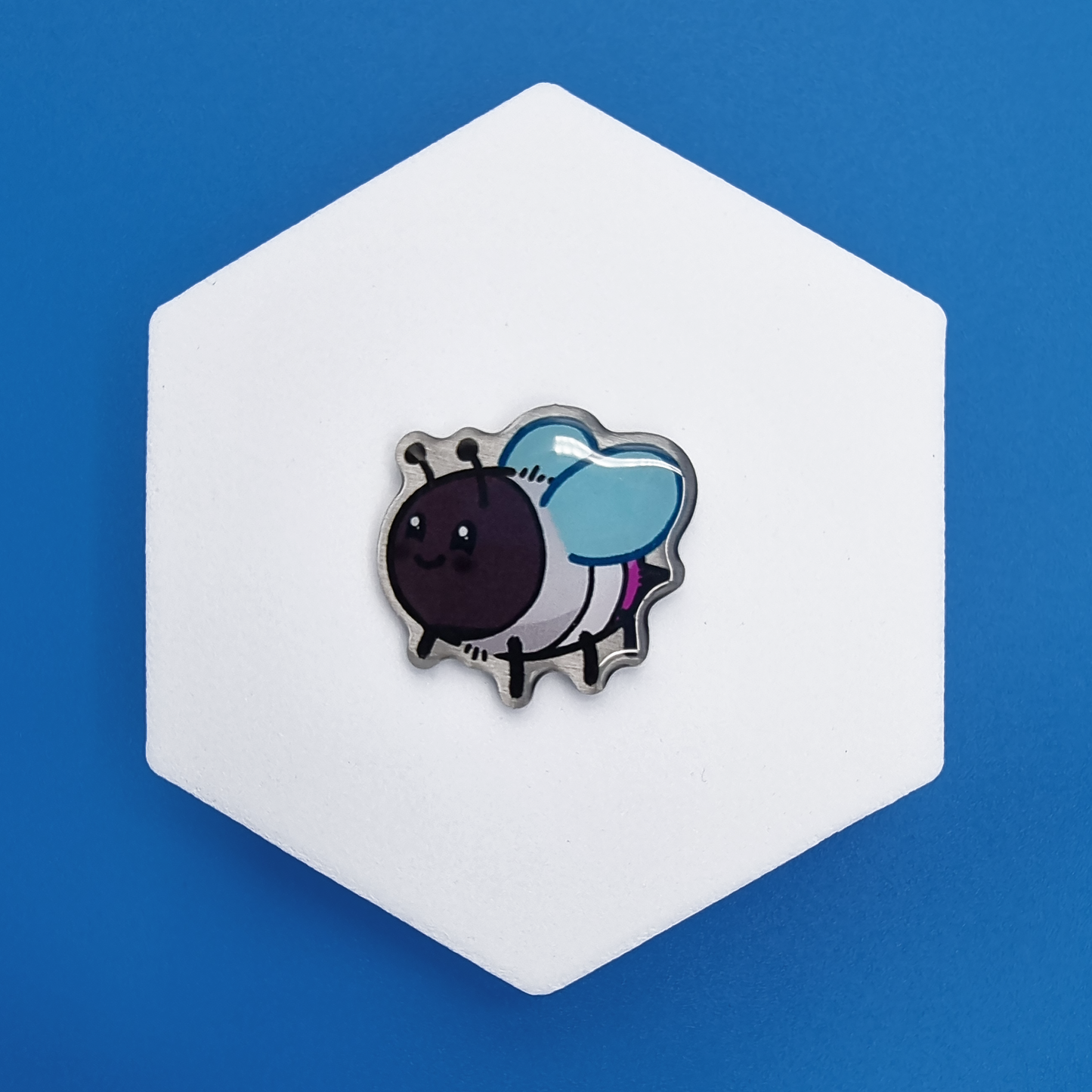 Metal Asexual Happy Bee Proud Pin