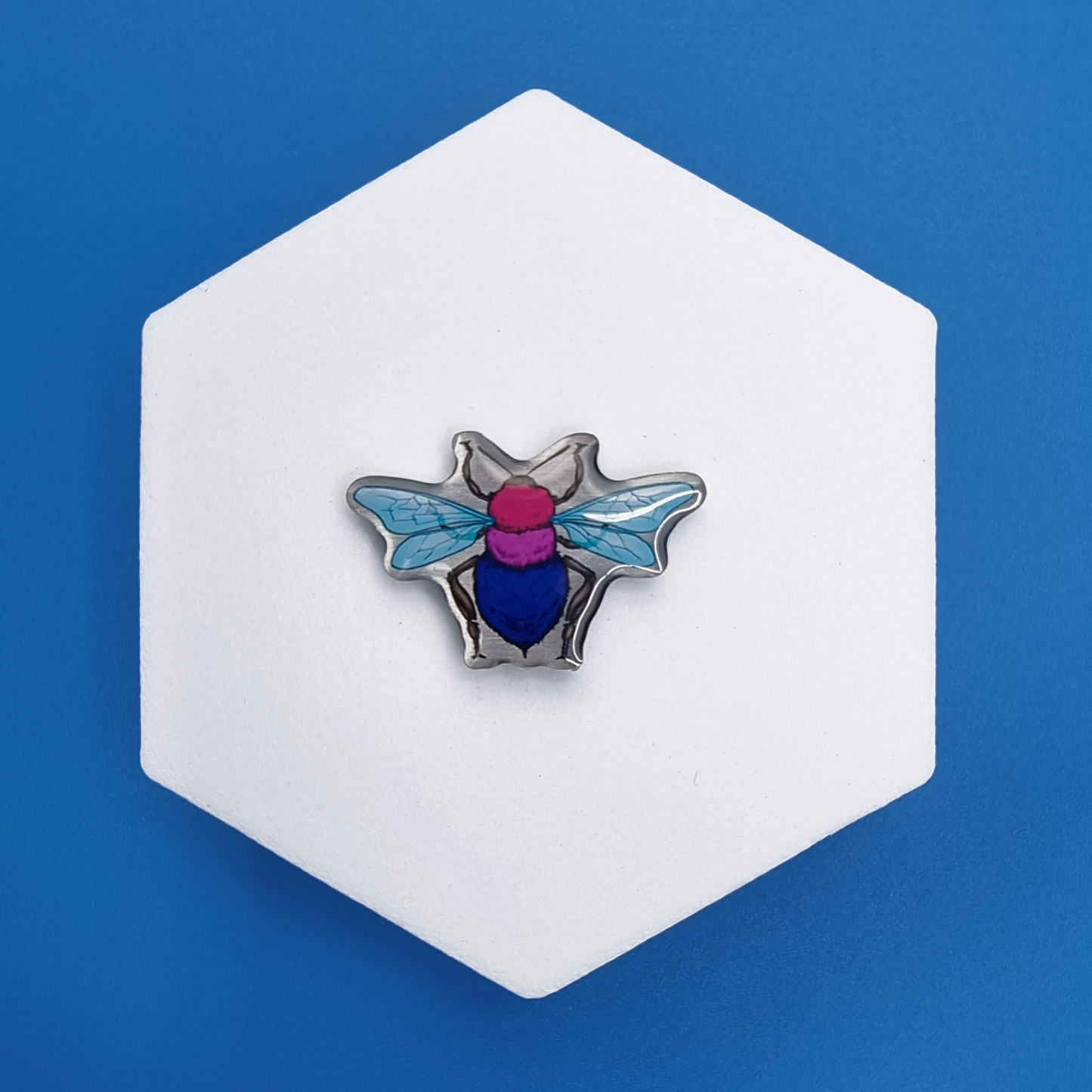 Metal Bisexual Realistic Bee Proud Pin