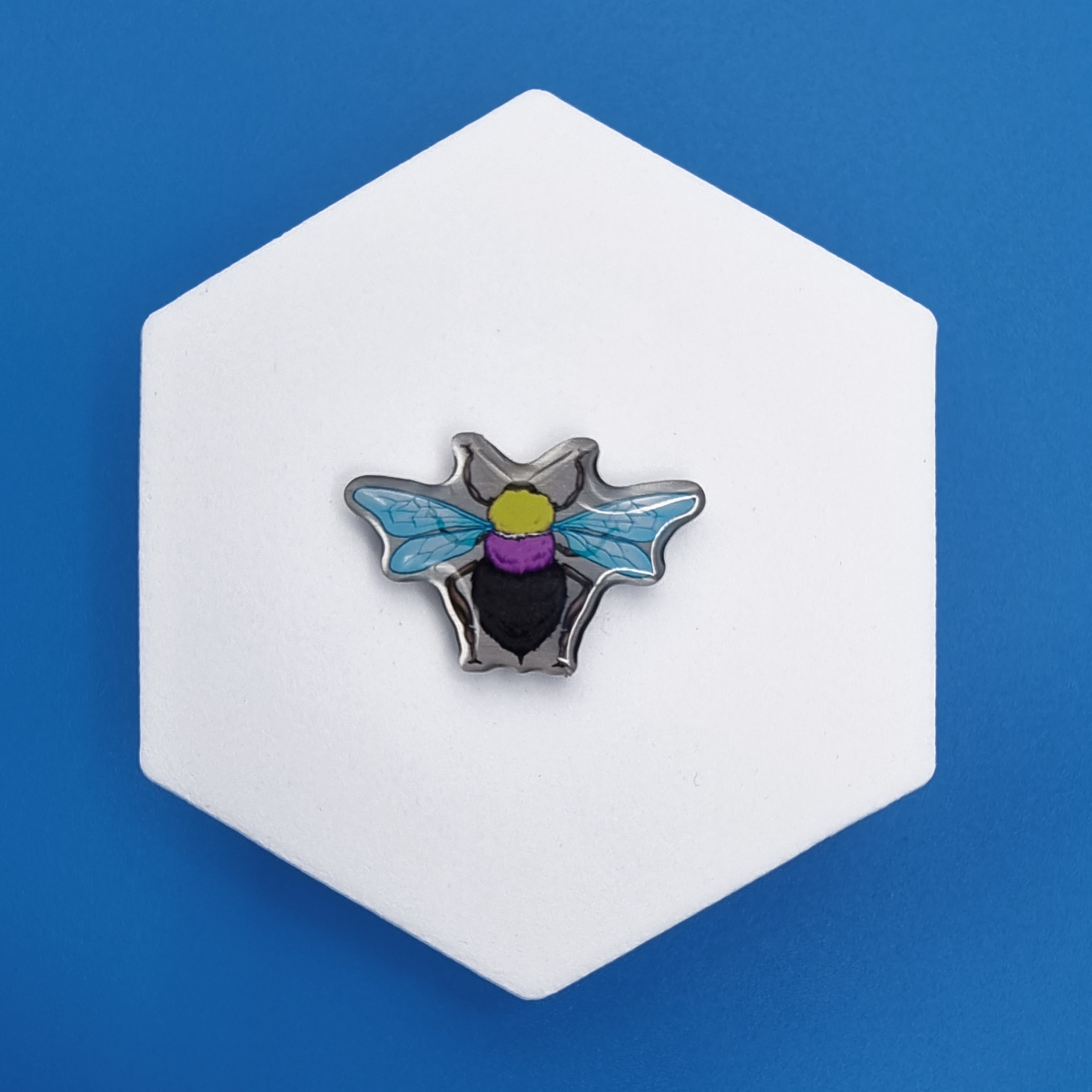Metal Non-Binary Realistic Bee Proud Pin