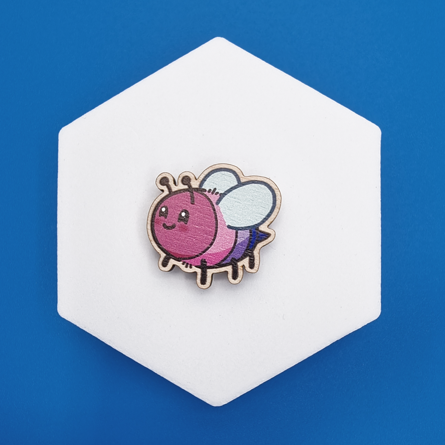 Wooden Bisexual Happy Bee Proud Pin