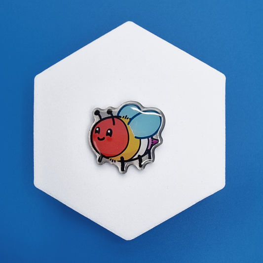 Metal Lesbian Happy Bee Proud Pin