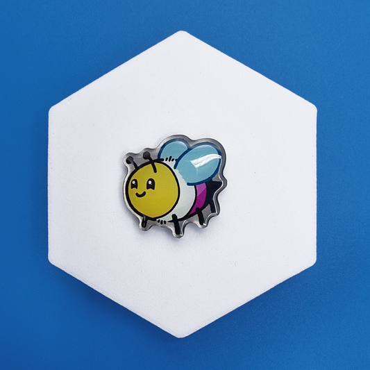 Metal Non-Binary Happy Bee Proud Pin