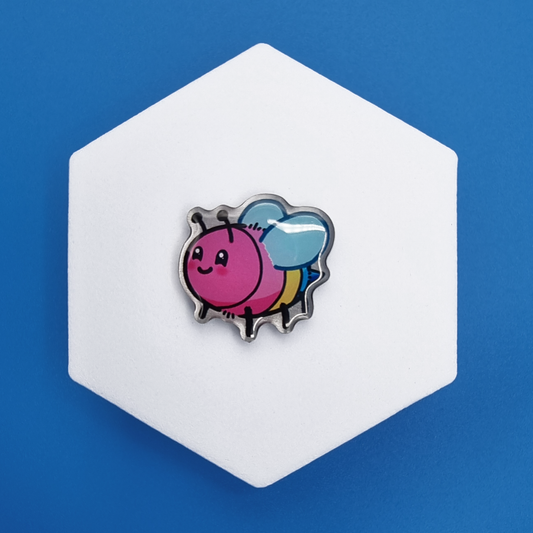 Metal Pansexual Happy Bee Proud Pin
