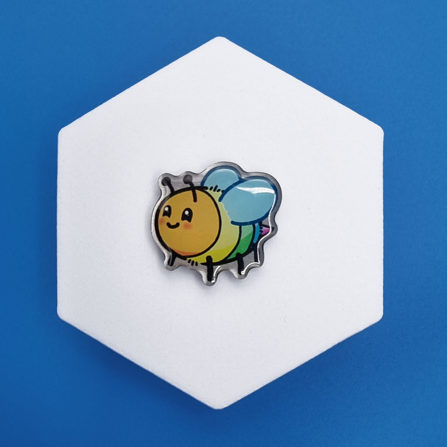Metal Rainbow Happy Bee Proud Pin