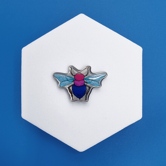 Metal Bisexual Realistic Bee Proud Pin