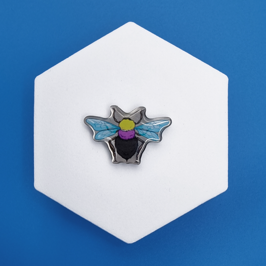 Metal Non-Binary Realistic Bee Proud Pin