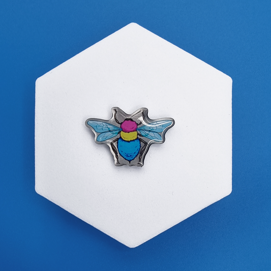 Metal Pansexual Realistic Bee Proud Pin