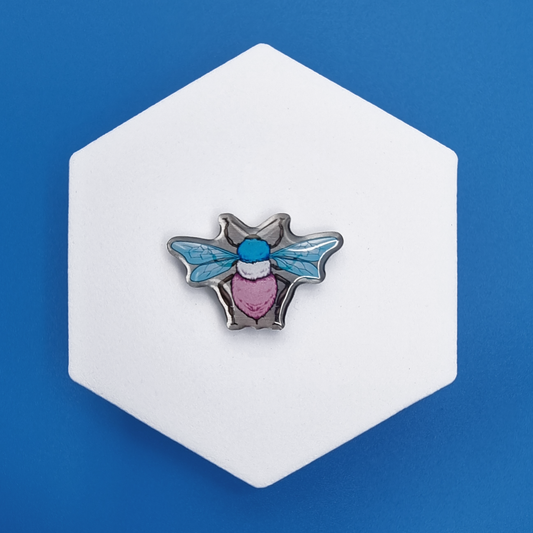 Metal Trans Realistic Bee Proud Pin