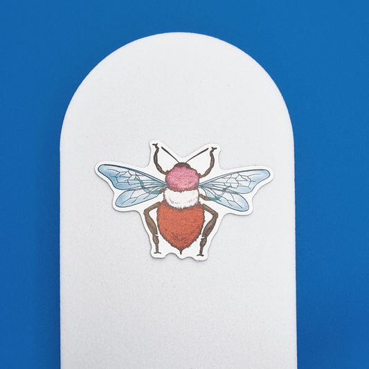 Small, Lesbian Pride, Realistic Bee Proud, Sticker