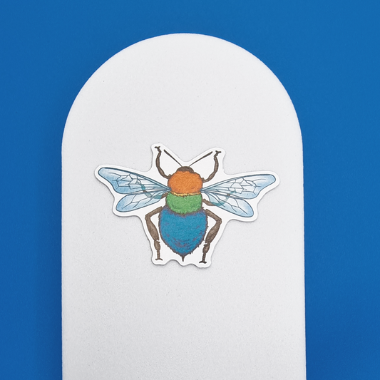 Small, Rainbow, Realistic Bee Proud, Sticker