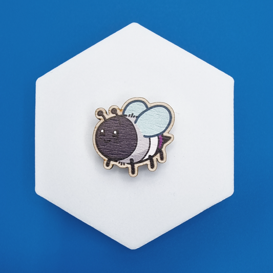 Wooden Asexual Happy Bee Proud Pin