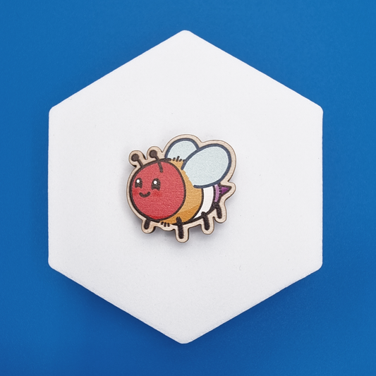 Wooden Lesbian Happy Bee Proud Pin