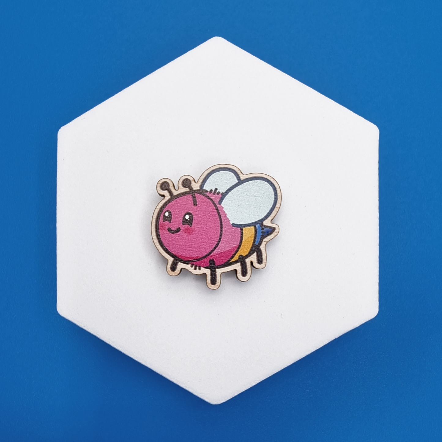 Wooden Pansexual Happy Bee Proud Pin