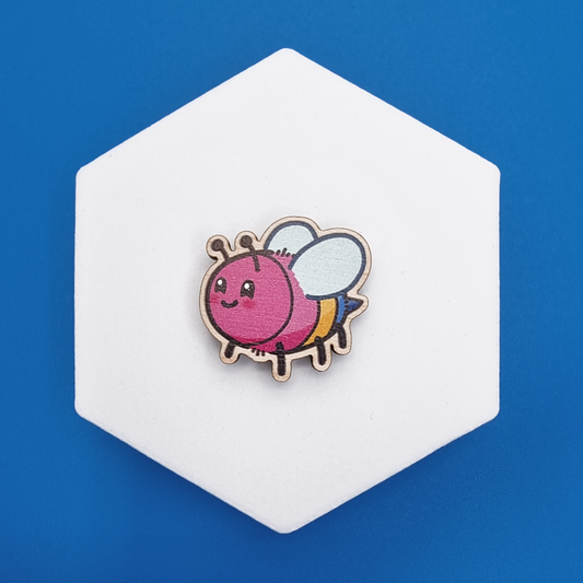 Wooden Pansexual Happy Bee Proud Pin
