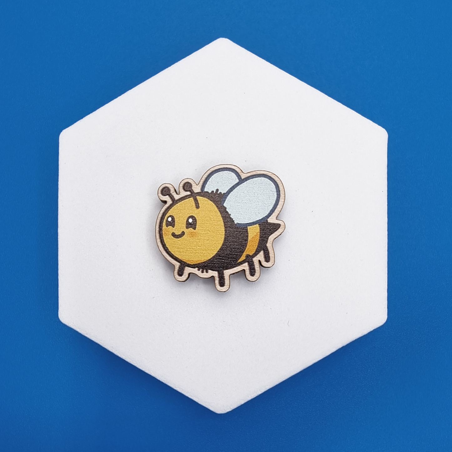 Wooden Standard Happy Bee Proud Pin