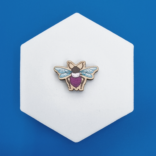 Wooden Asexual Realistic Bee Proud Pin