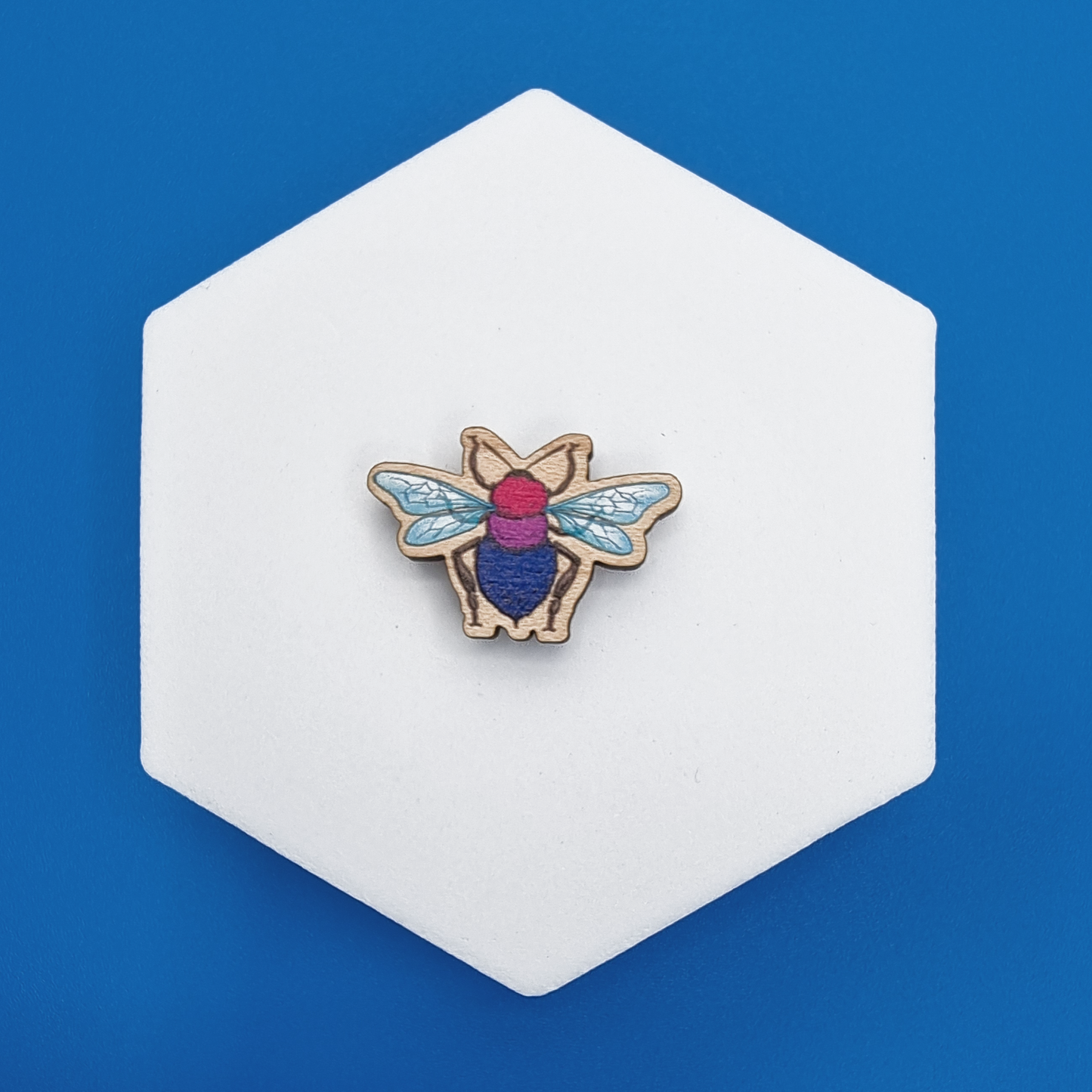 Wooden Bisexual Realistic Bee Proud Pin
