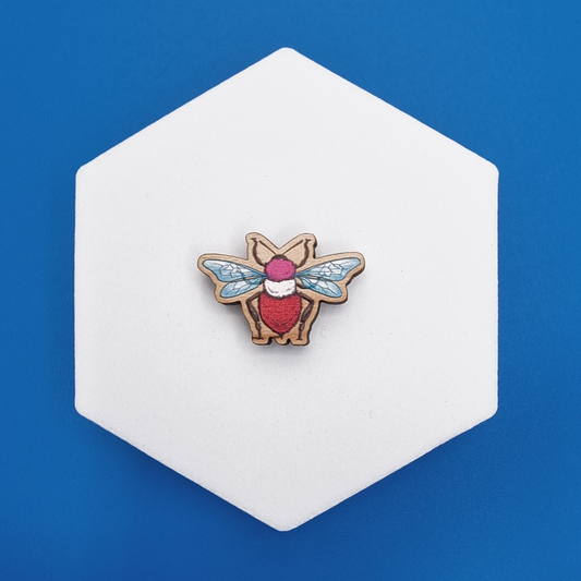 Wooden Lesbian Realistic Bee Proud Pin